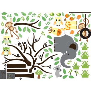 Stickers muraux | Sticker Mural Autocollant - ANIMAUX ÉLÉGANTS DANS LA JUNGLE - Stickers adhésifs