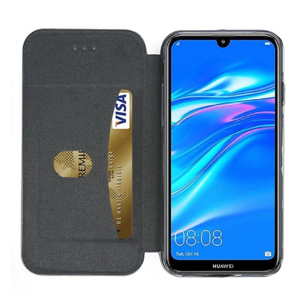 Etui IBROZ Huawei Y7 2019 Cuir noir