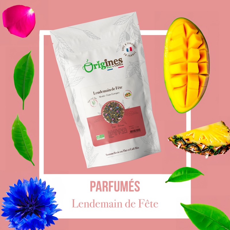 Lendemain de Fête - Thé vert de noël Bio menthe fruits exotiques - Sachet Noël 100g