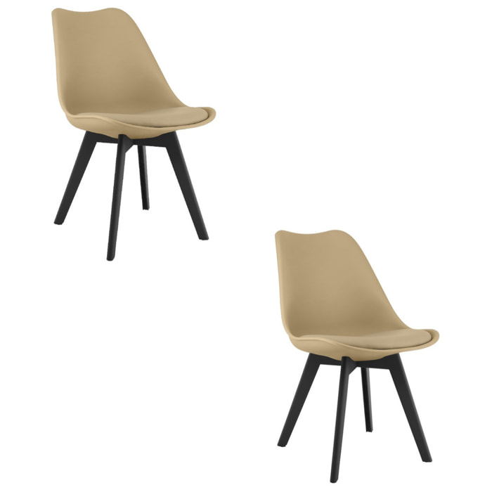 Set di 2 sedie Mark in polipropilene e beige sabbia