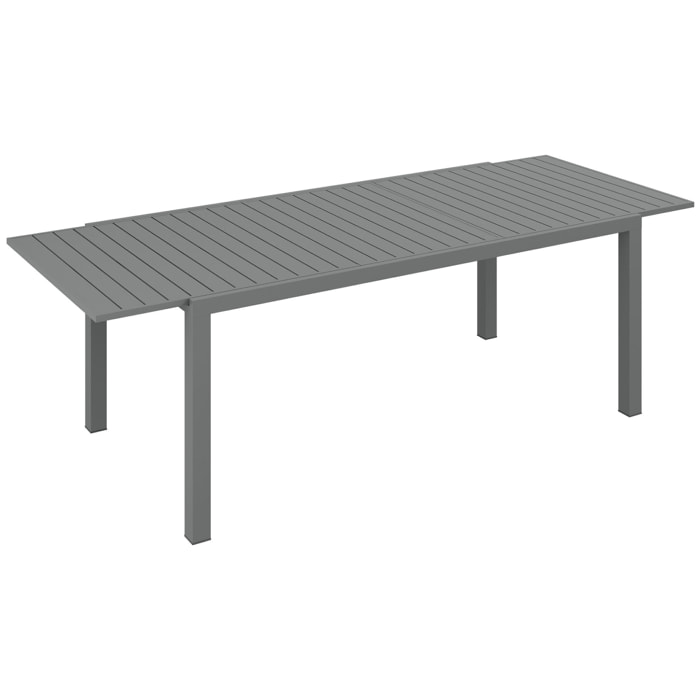 Mesa de Jardín Extensible Mesa de Comedor Exterior Mesa de Terraza Rectangular para 6 -8 Personas con Marco de Aluminio Carga 50 kg para Balcón 180/240x94x73 cm Gris Oscuro