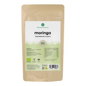PLANETA HUERTO | Moringa en Polvo Eco 200g, Superalimento 100% Natural y Ecológico