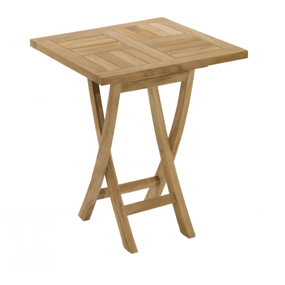 HARRIS - SALON DE JARDIN EN BOIS TECK 2 pers - 1 Table carrée pliante 60 cm et 2 chaises textilène couleur taupe