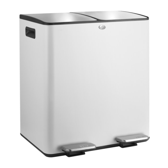 Poubelle tri sélectif ALIYA 40L (2x20L) Acier Blanc mat Spirella