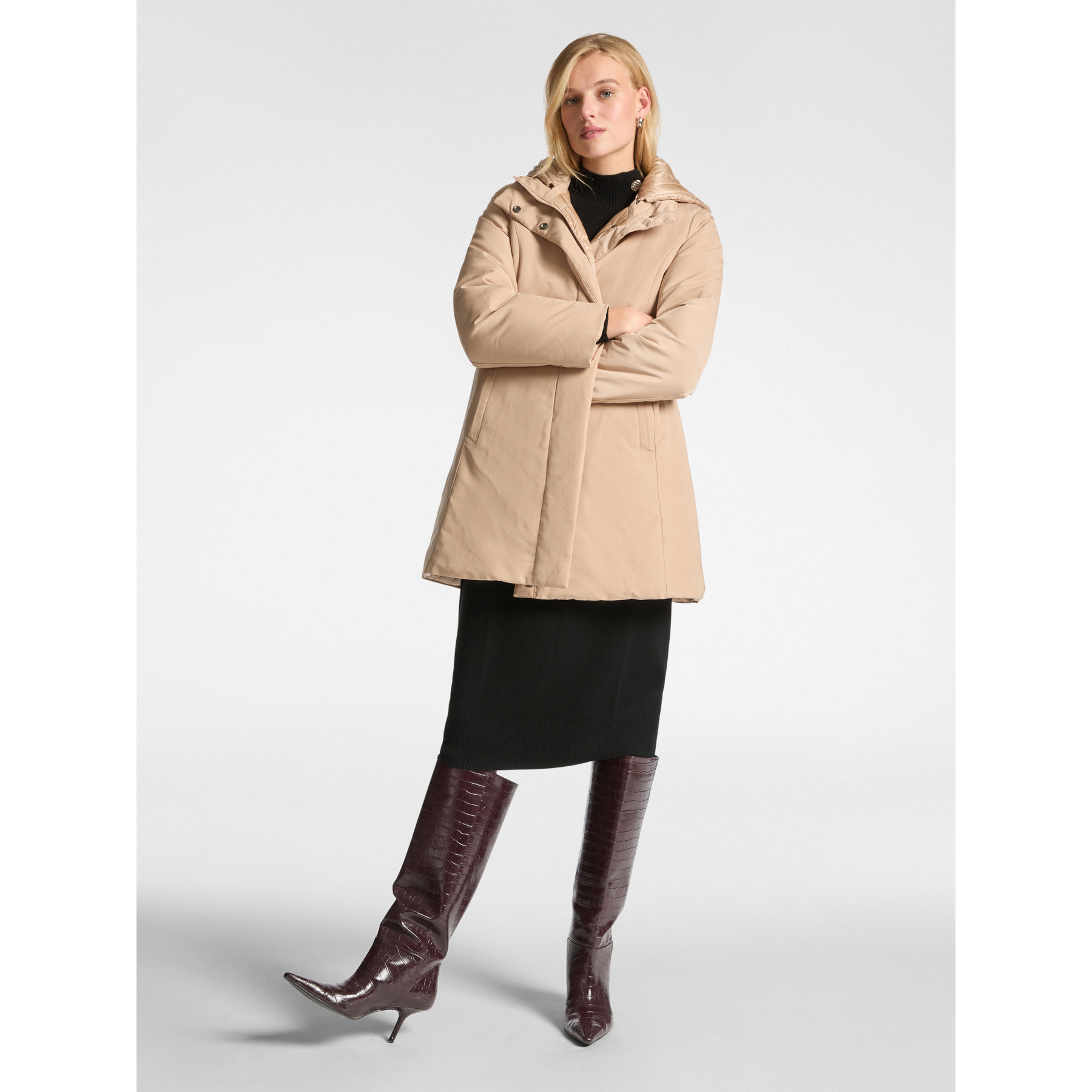 Elena Mirò - Parka de nailon reps impermeable - Beige