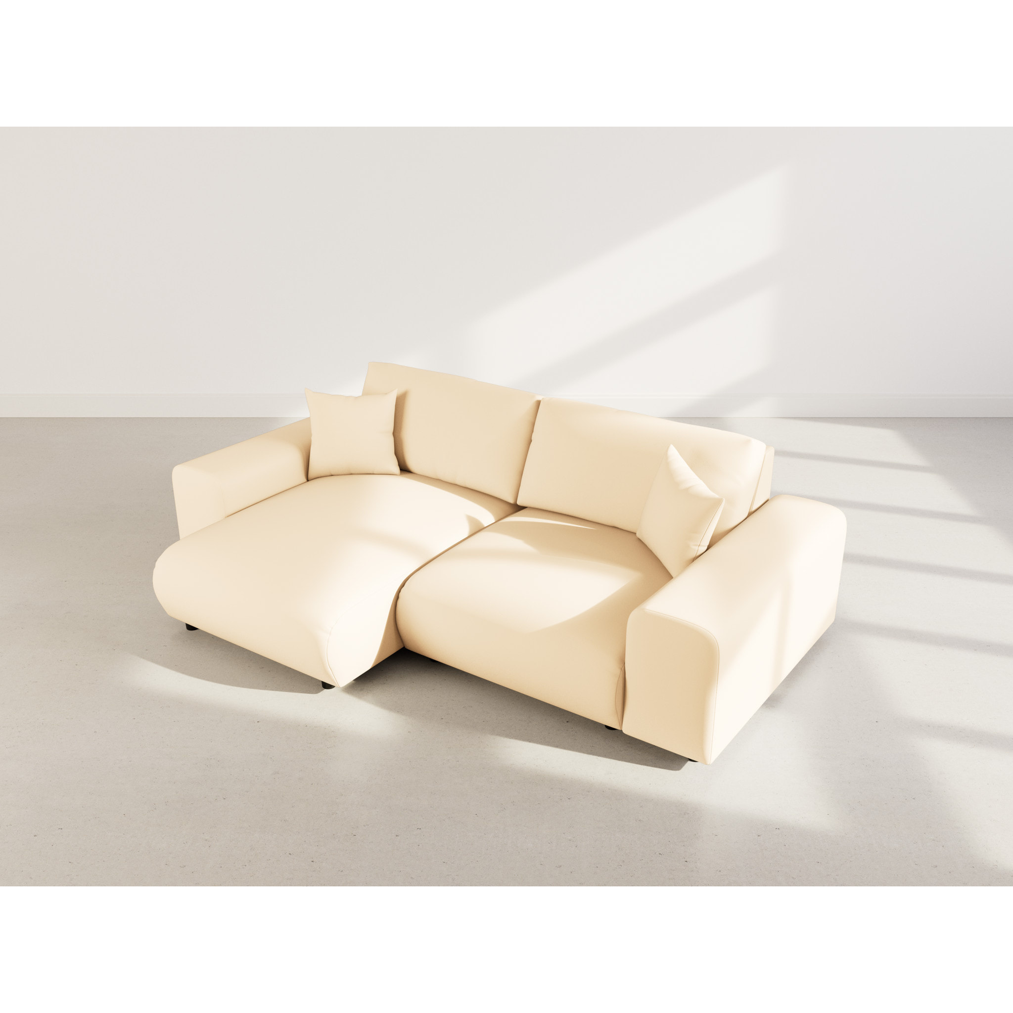 Garance - canapé d'angle réversible 4 places en simili - Beige