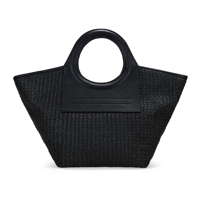 Bolso de mano negro con asas redondas