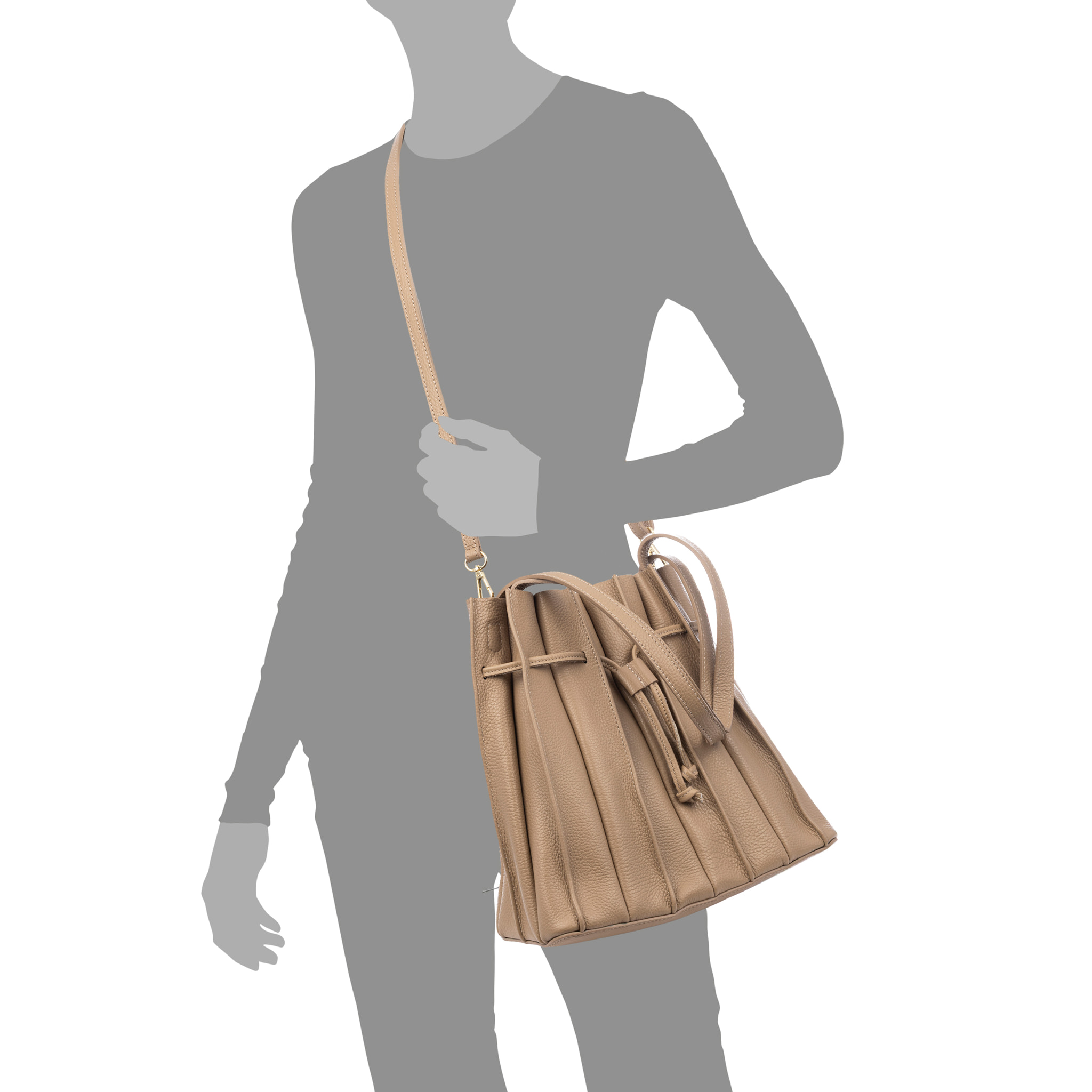 Albiolo bolso de hombro de mujer. Piel auténtica acabado Dollaro.