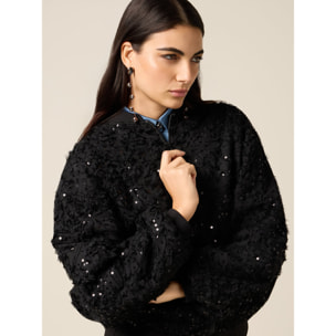 Oltre - Bomber con tul y lentejuelas - Negro