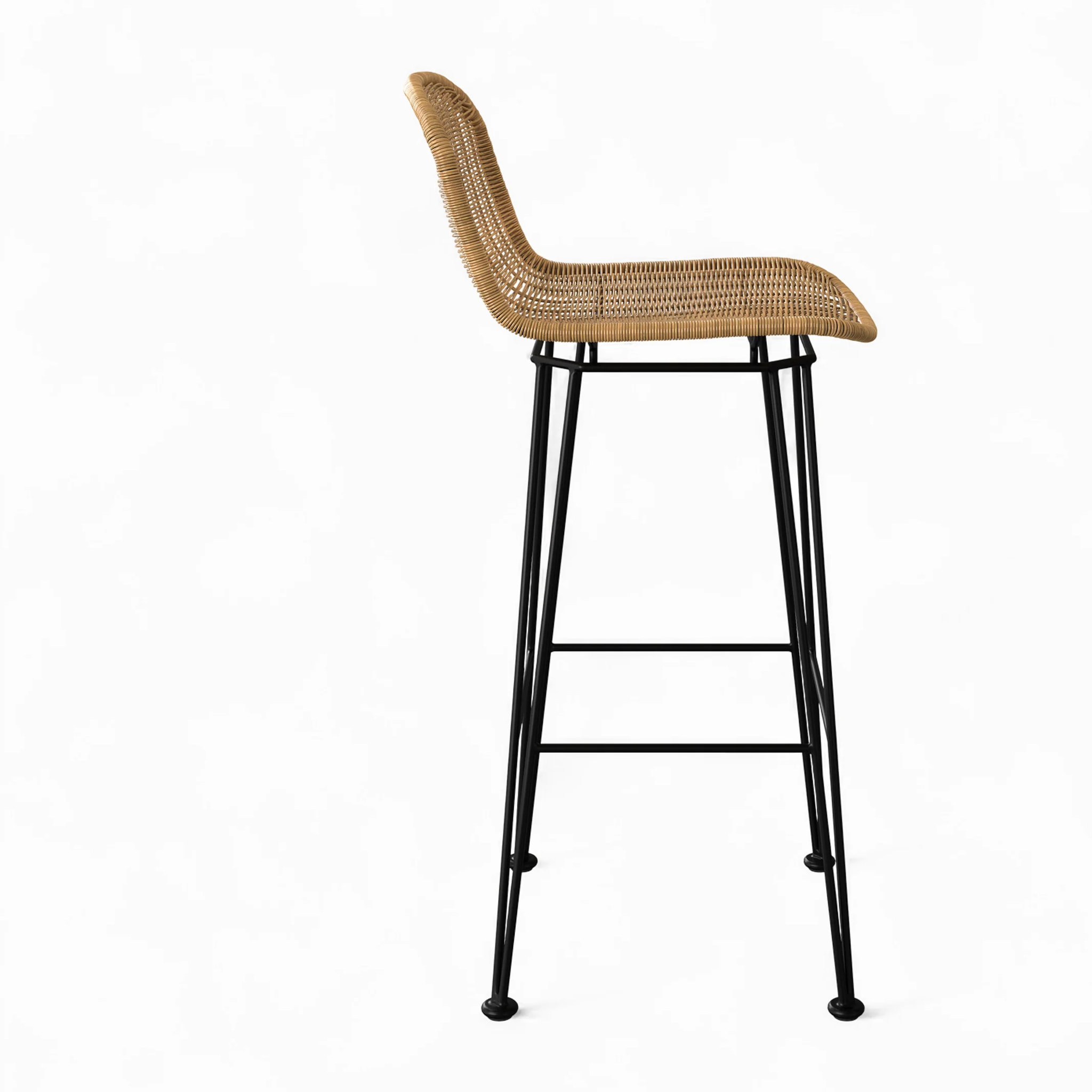 Lot de 2 chaises de bar 76 cm en résine tressée marron - Jigani