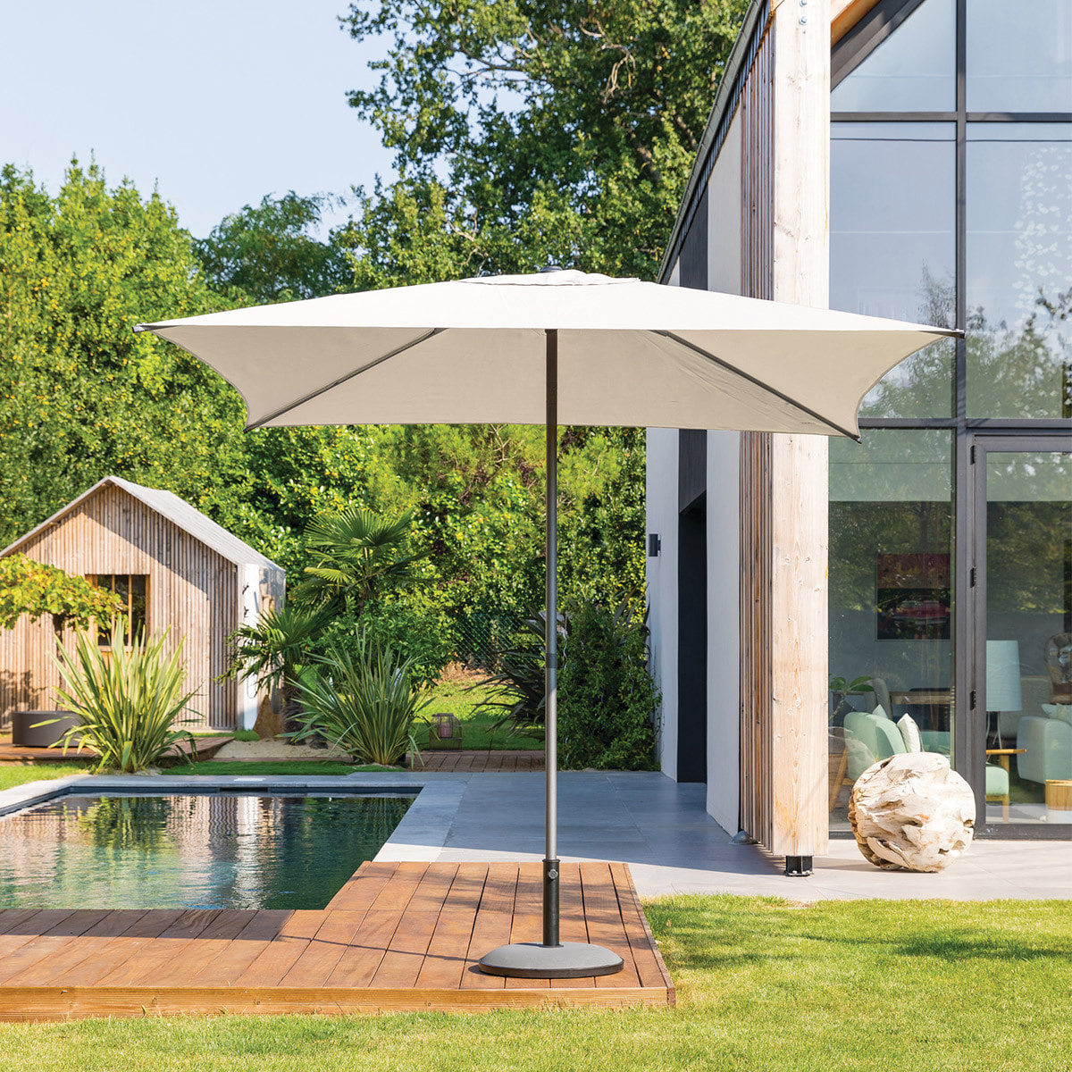 Parasol droit carré "Soya" blé 2,5 x 2,5 m