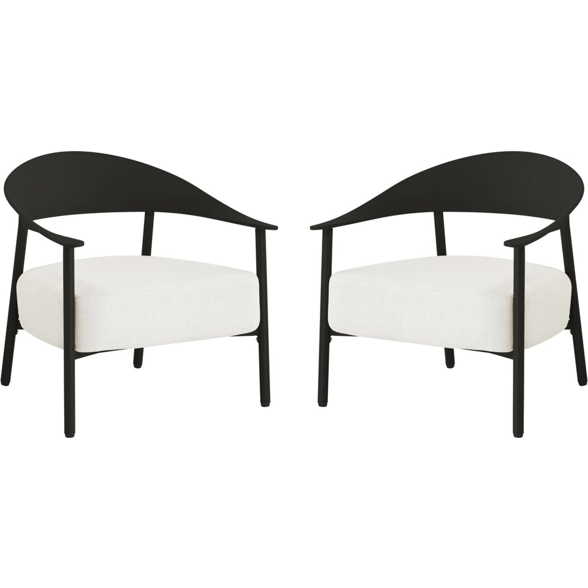 Lot de 2 fauteuils de jardin en plastique et en métal "Céora" - Noir