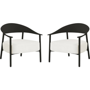 Lot de 2 fauteuils de jardin en plastique et en métal "Céora" - Noir