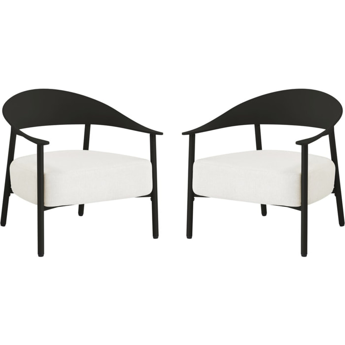 Lot de 2 fauteuils de jardin en plastique et en métal "Céora" - Noir