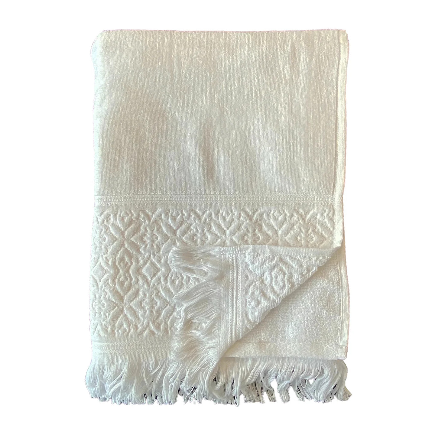 Serviette de bain éponge velours unie Romance Blanc 90x170 460g/m²