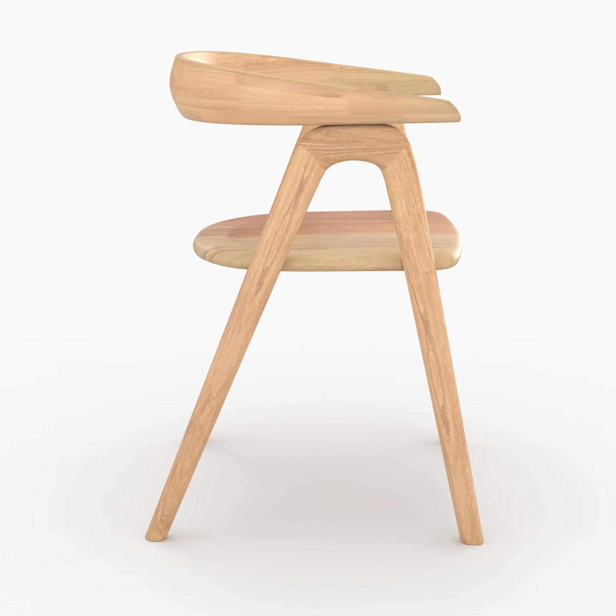 Chaise en bois d'hévéa clair avec accoudoirs - Hawa