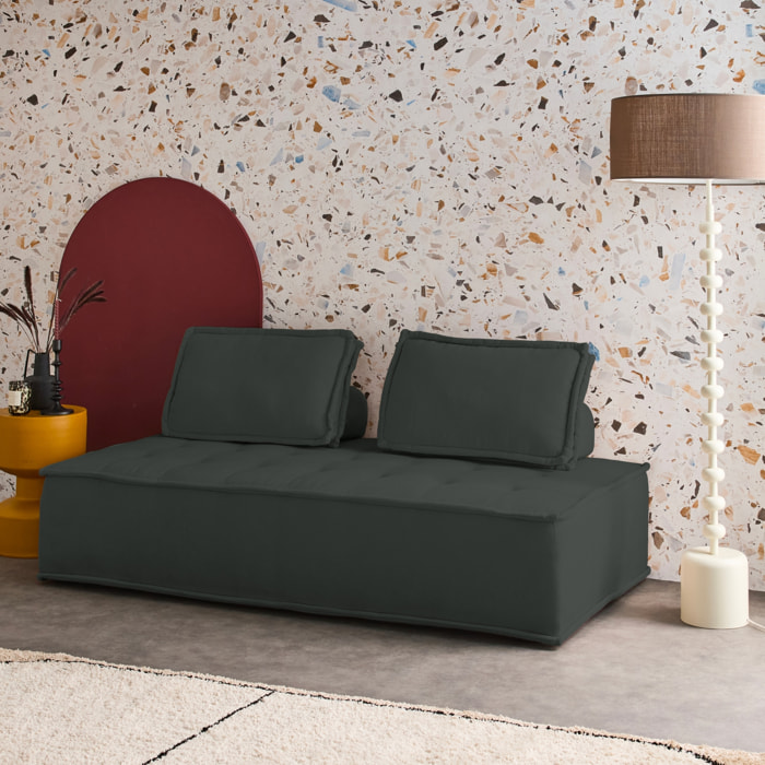 Chauffeuse 2 places pour canapé modulable tissu capitonné gris