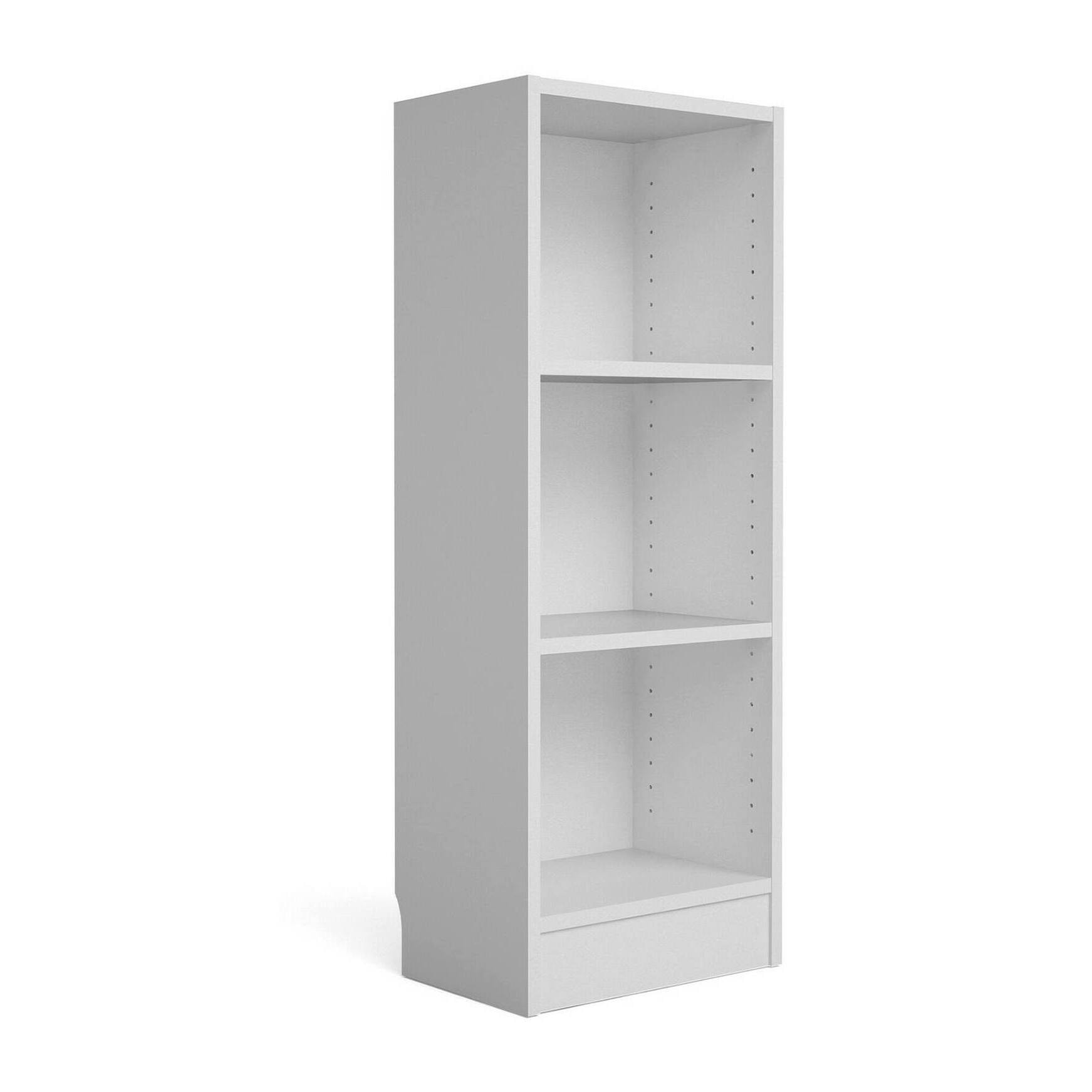 Libreria a tre ripiani, colore bianco, cm 40 x 107 x 26