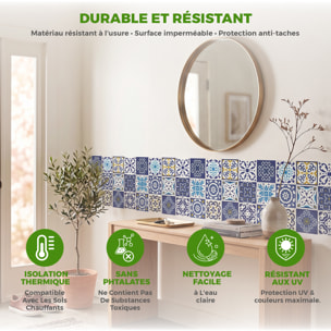 Stickers muraux - Sticker Mural Carrelage adhésif Cuisine Salle de Bain - 12 STICKERS CARRELAGES AZULEJOS JANEIRO