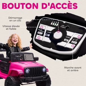 Voiture 4x4 électrique enfant 12 V 5 Km/h max. télécommande incluse effets lumineux sonores lecteur MP3 USB rose