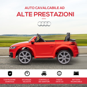 HOMCOM Macchina Elettrica per Bambini 3-5 Anni Licenza AUDI TT con Telecomando e Fari LED, 102x60x44 cm, Rosso