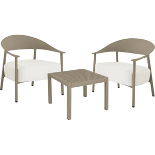 Salon de jardin en métal et plastique "Céora" - 2 places - Taupe