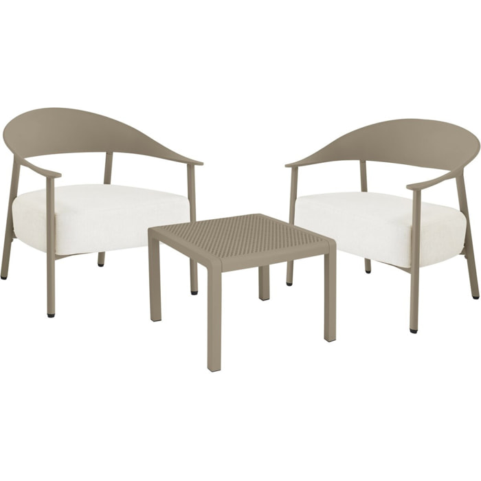 Salon de jardin en métal et plastique "Céora" - 2 places - Taupe