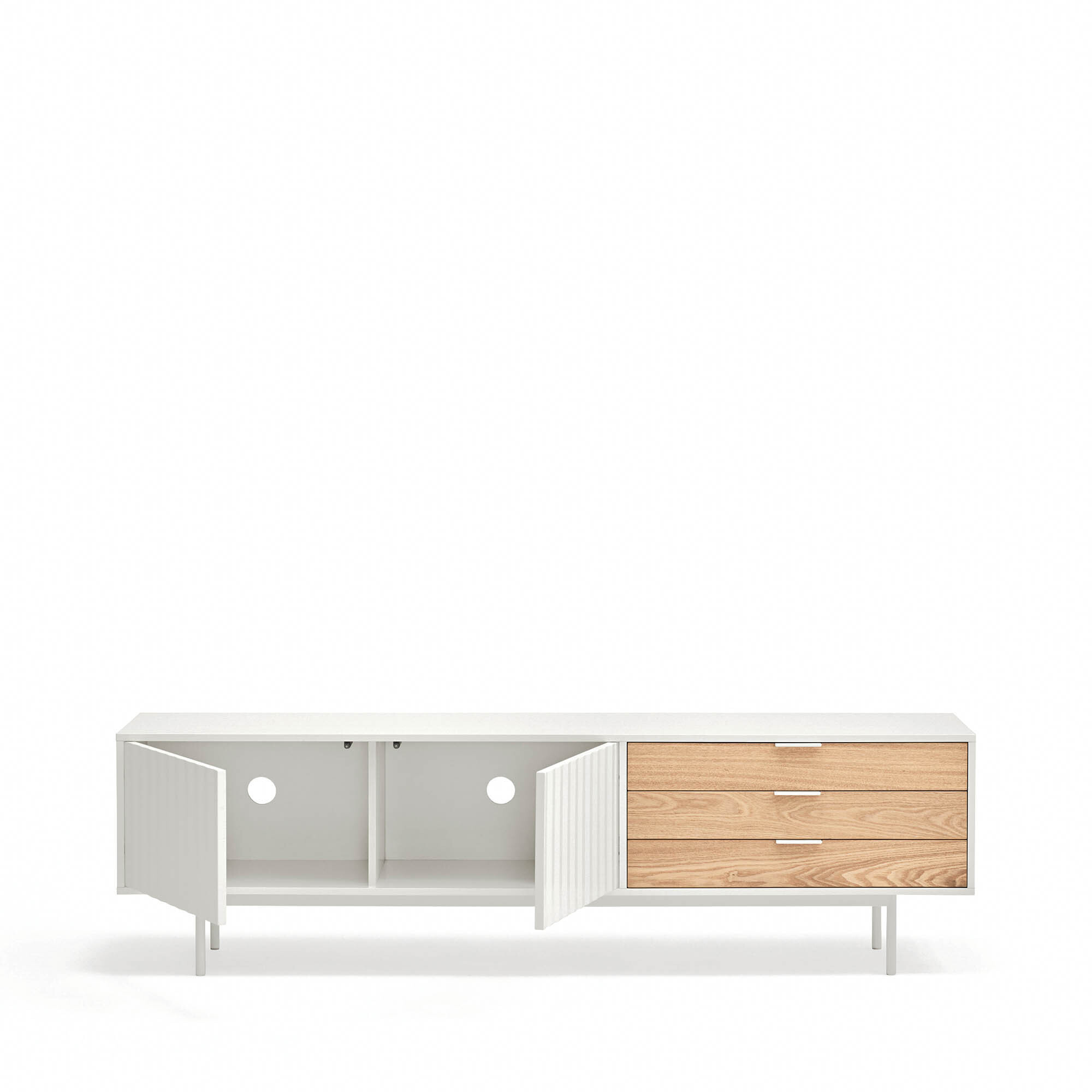Mueble de televisión Sierra 2 puertas y 3 cajones blanco y roble
