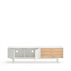 Mueble de televisión Sierra 2 puertas y 3 cajones blanco y roble