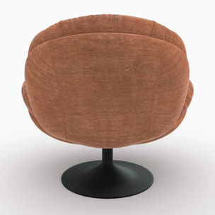 Fauteuil pivotant en tissu effet velours marron - Ricci