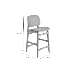 Tabourets scandinaves en bois clair frêne et tissu gris clair H66 cm (lot de 2) SOQUETTE