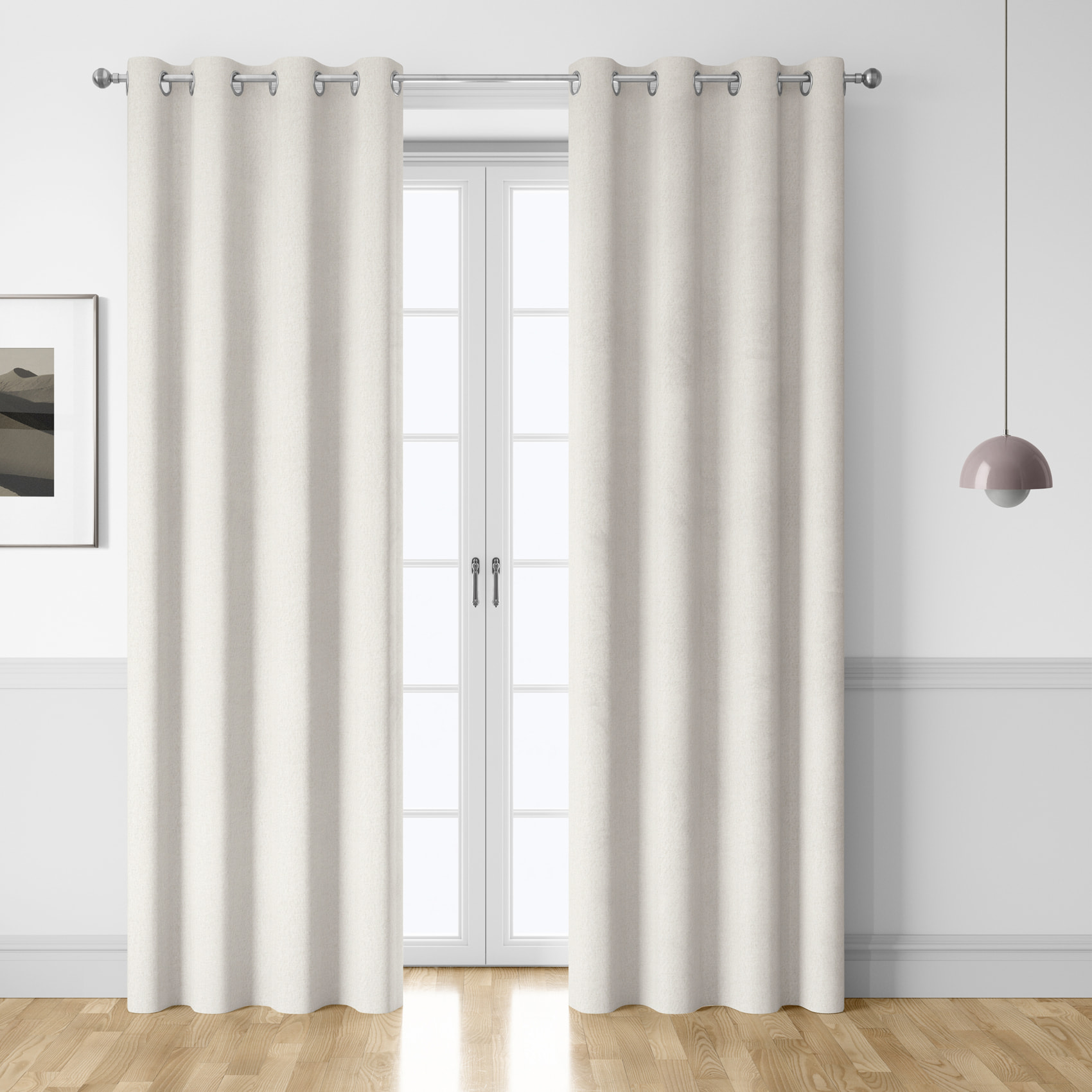 Rideau occultant aspect flanelle enduit - Blanc cassé