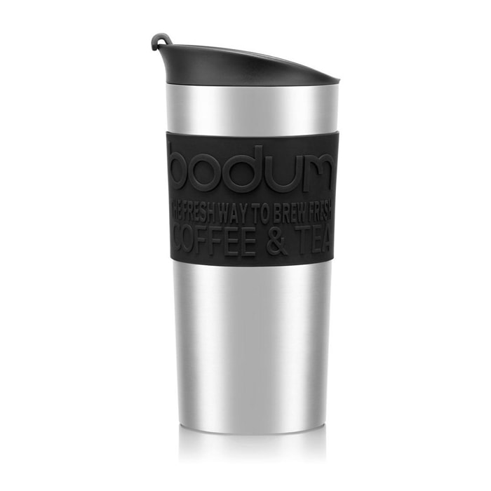 TRAVEL MUG: Mug de voyage isotherme en inox double paroi, couvercle à clapet, 0.35 l 0.35 L