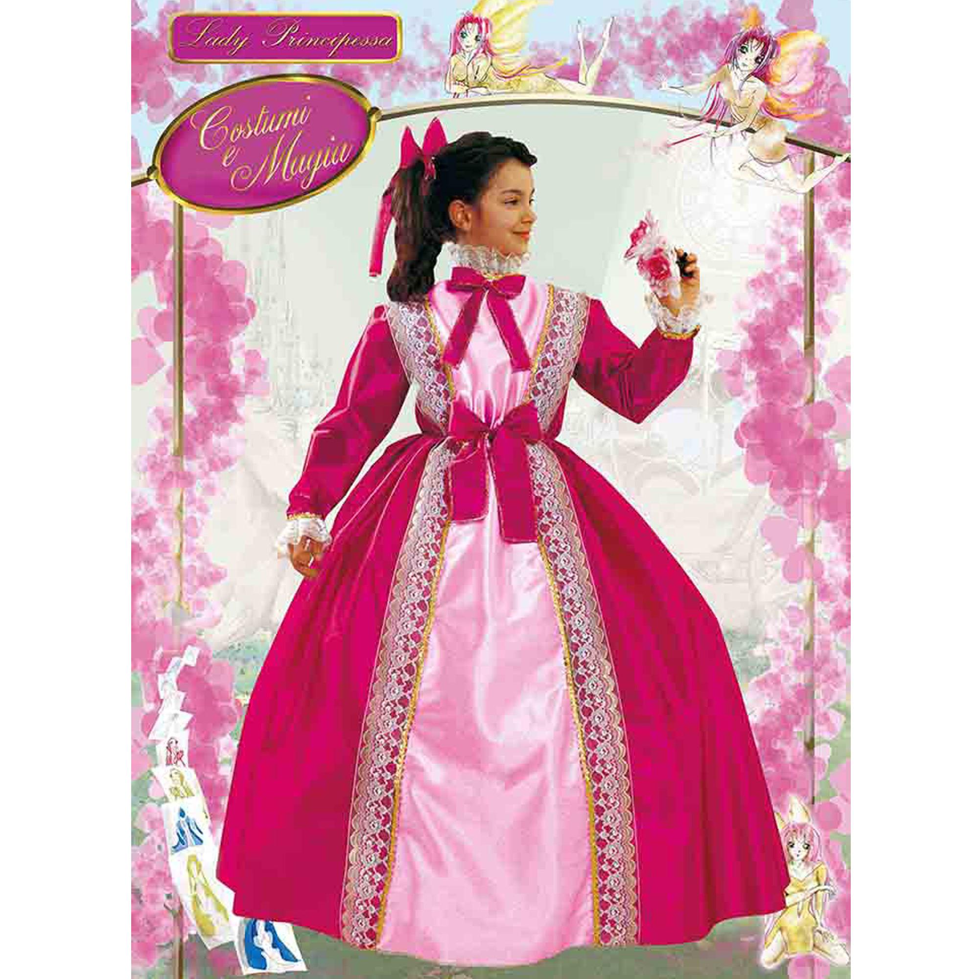 Abito Costume Carnevale Lady Principessa Sissi Rosa Bambina