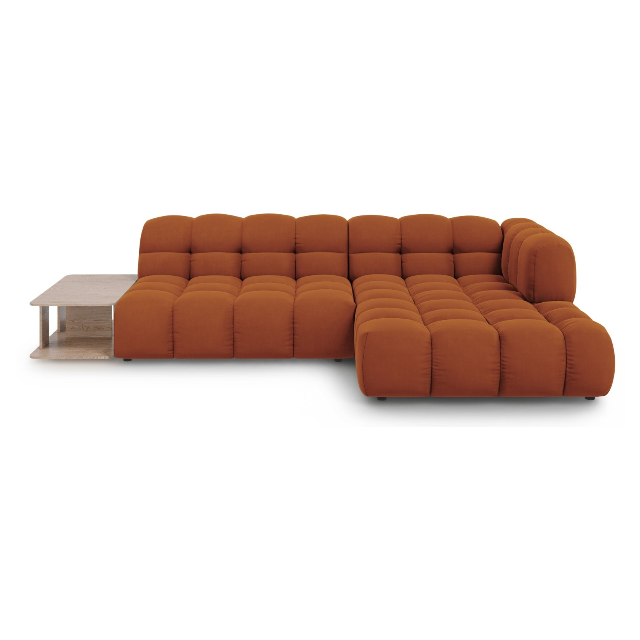 Canapé d'angle droit modulable "Sky" 4 places en velours terracotta