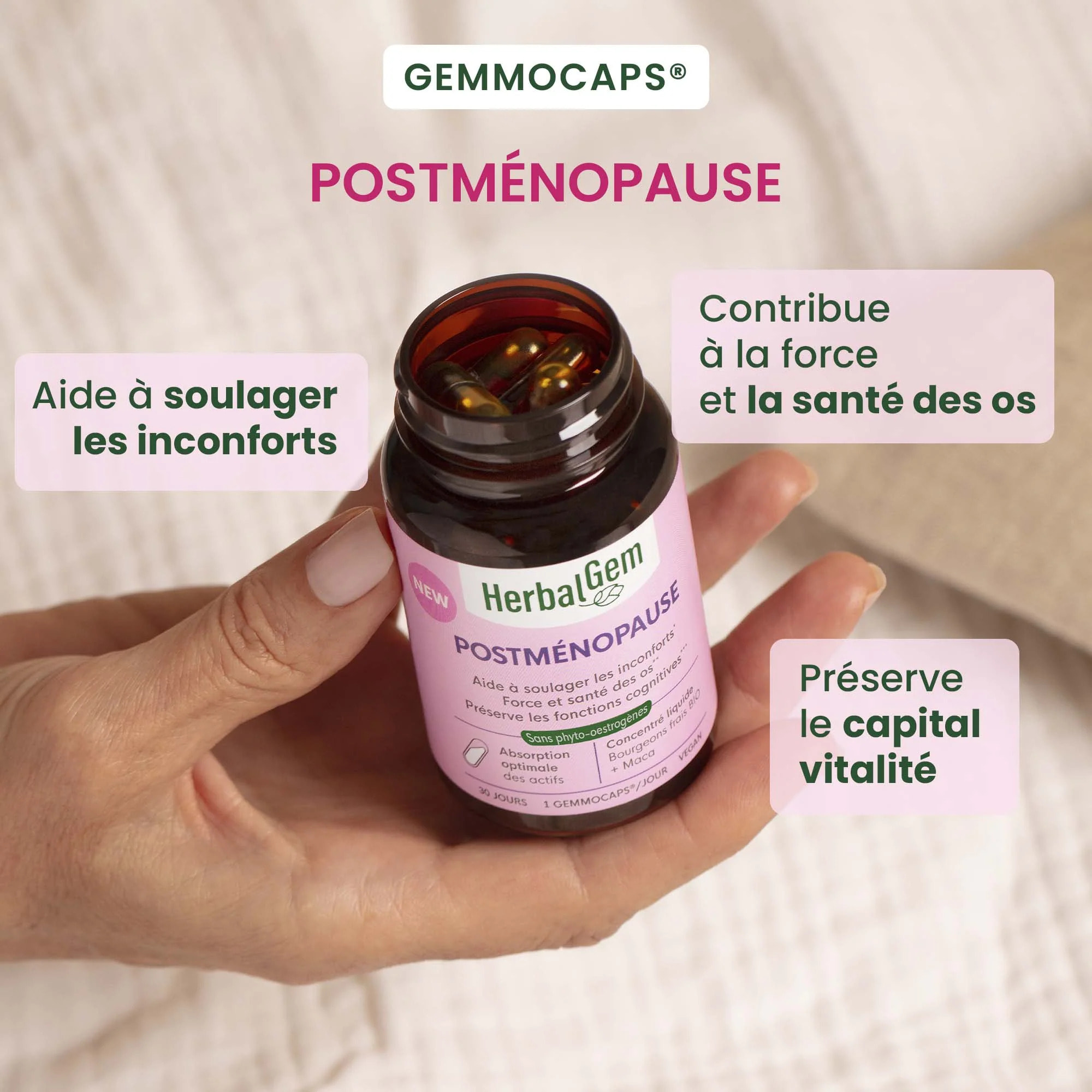 Herbalgem- Complément alimentaire Postménopause - 30 GELULES