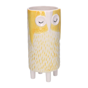 Portavaso in ceramica gufo giallo cm ø12,4h27