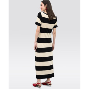 Abito in maglia a righe bicolore