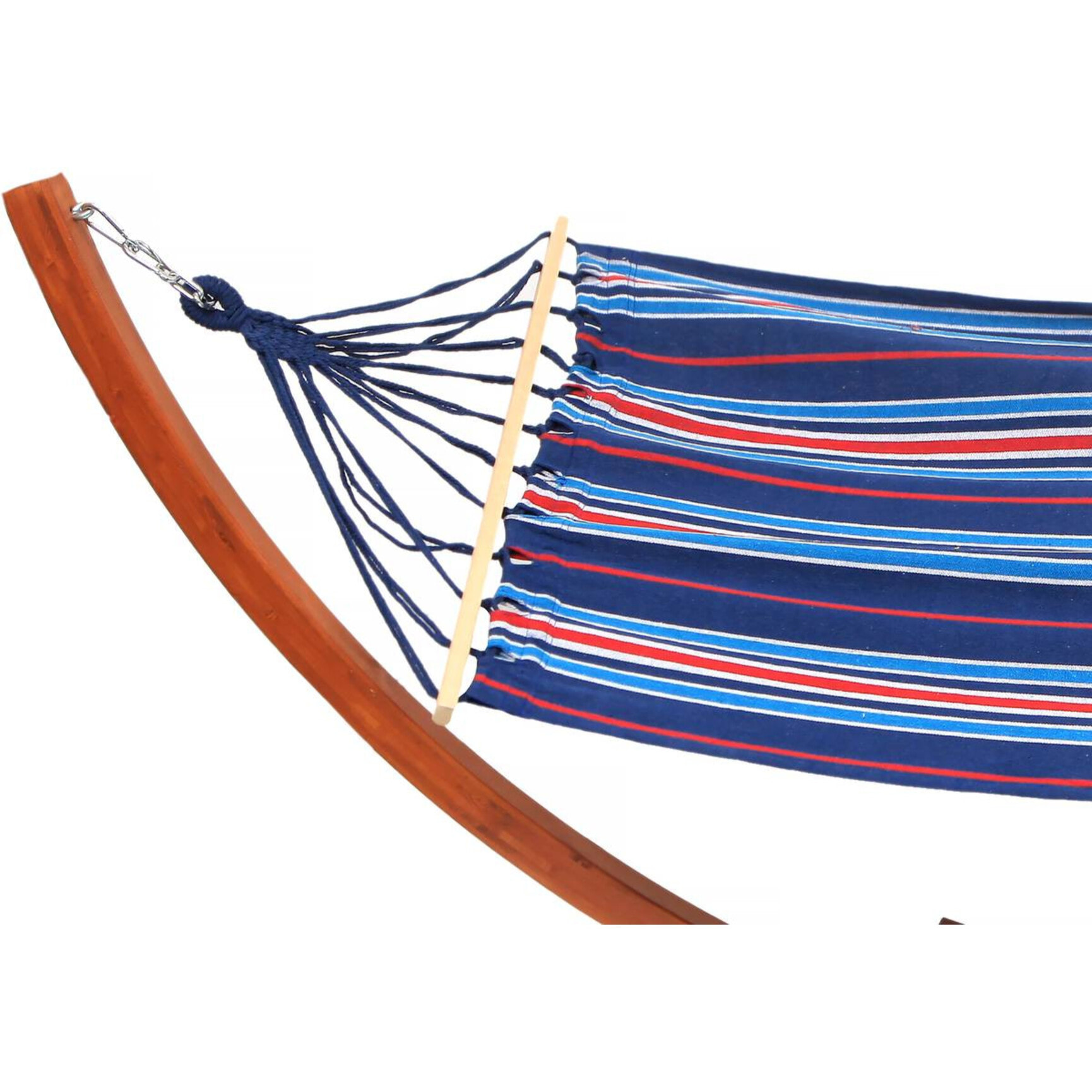 Hamac bois avec toile en coton "Dallas" - 3 m - Bleu mélangé