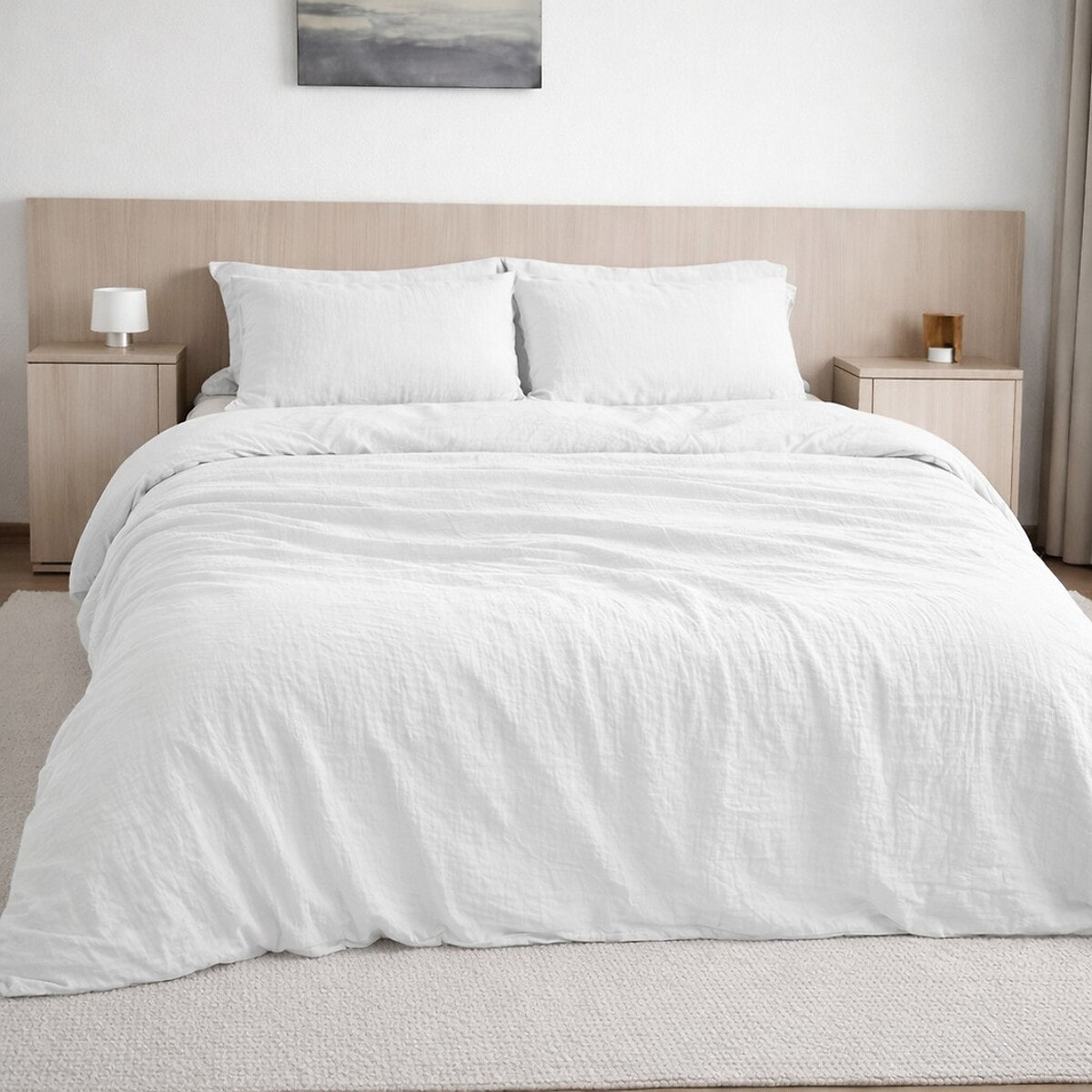 Housse de couette gaze de coton lavé blanc pur