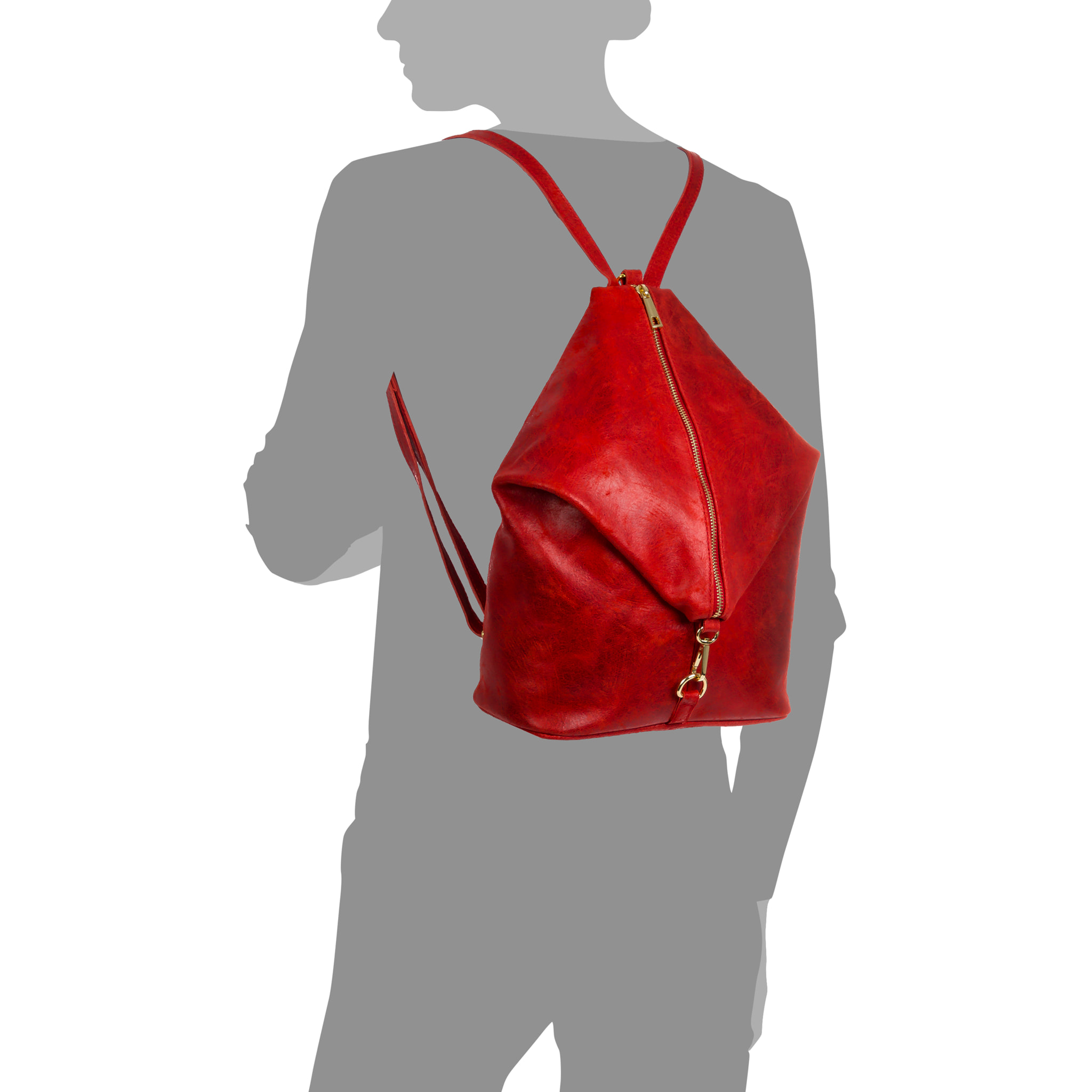FIRENZE ARTEGIANI Lorena Borsa Zaino da Donna. Vera Pelle Scamosciata Stone Washed Made in Italy 29x12x35 Cm. colore rosso