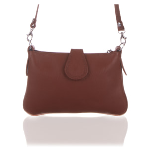 FIRENZE ARTEGIANI Borsa a Spalla da Donna Allerona. Vera Pelle Dollaro Made in Italy 24x2x14 Cm. Colore: marrone scuro