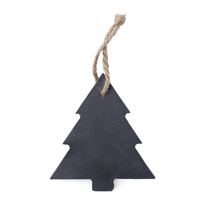 DAM Adorno navideño en pizarra, con lacito para colgar. Diseño árbol. Color: Negro