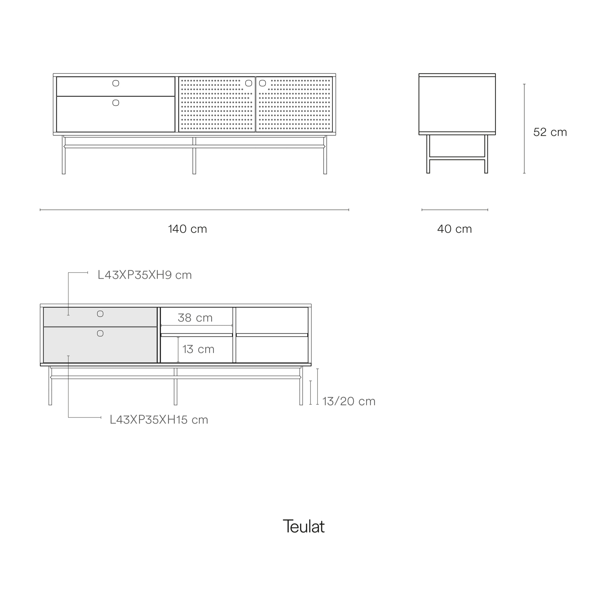 Mueble de televisión Platt 2 puertas y 2 cajones arena