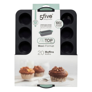Moule 20 muffins silicone "Silitop" noir rouge