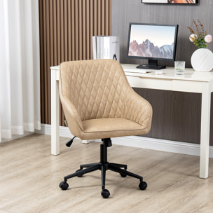 Silla de Oficina Ergonómica Silla de Escritorio Giratoria de Cuero PU con Altura Ajustable y Función de Inclinación para Salón Dormitorio Estudio 59x60x90-100 cm Marrón