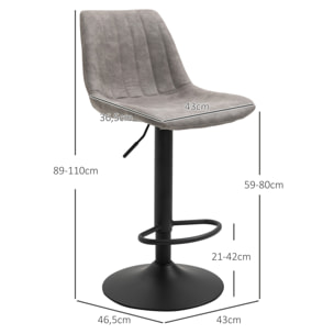 Lot de 2 tabourets de bar – Style vintage – Réglables et pivotants