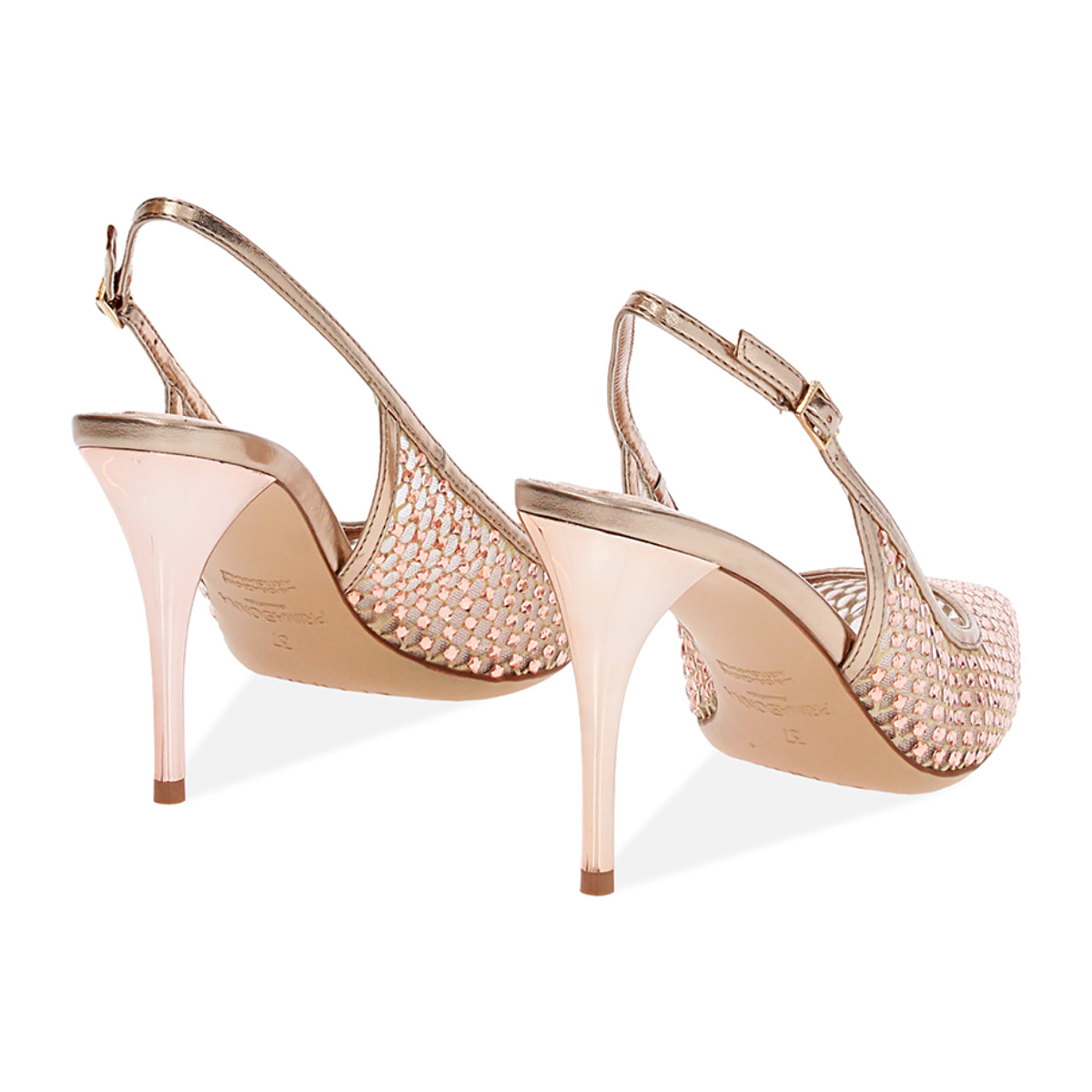 Décolleté rosa-oro con tacco 9 cm