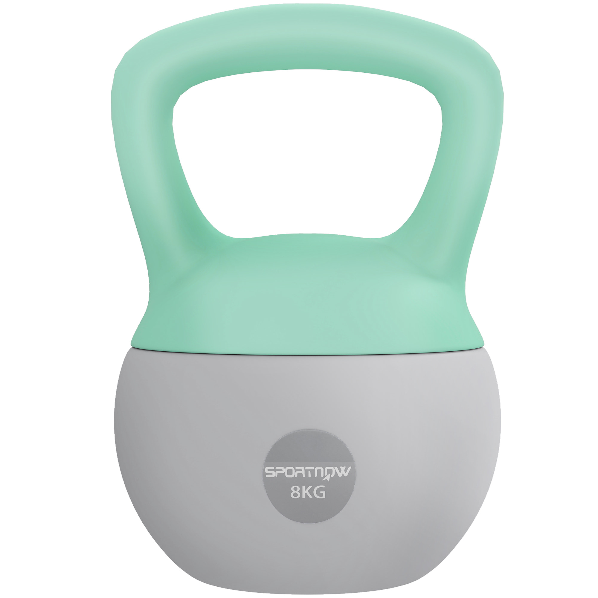 Pesa Rusa 8 kg, Soft Kettlebell Relleno de Arena Metálica y Mango Antideslizante, para Entrenamiento Culturismo en Casa, Gimnasio, Verde Menta y Gris