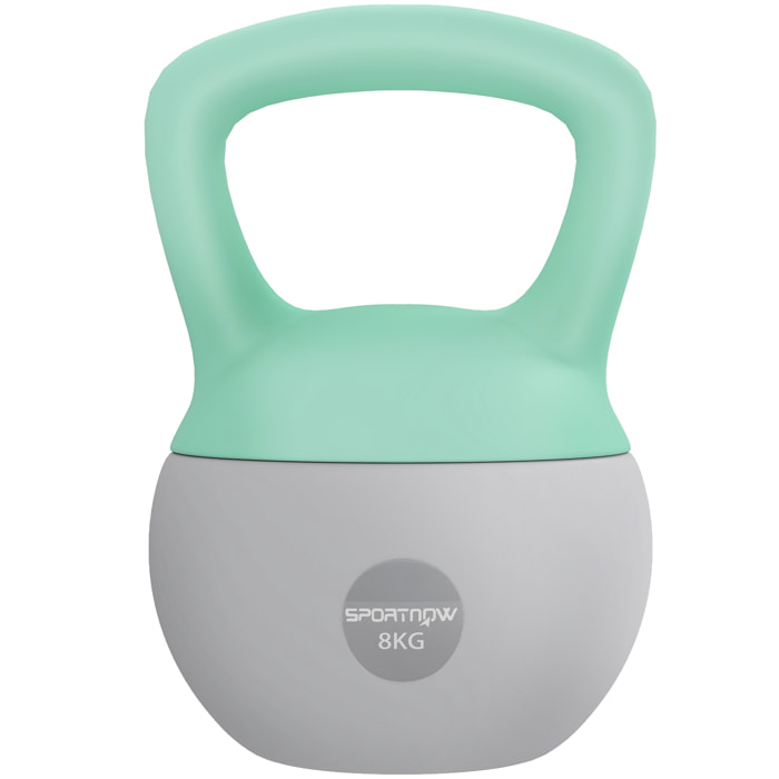 Pesa Rusa 8 kg, Soft Kettlebell Relleno de Arena Metálica y Mango Antideslizante, para Entrenamiento Culturismo en Casa, Gimnasio, Verde Menta y Gris